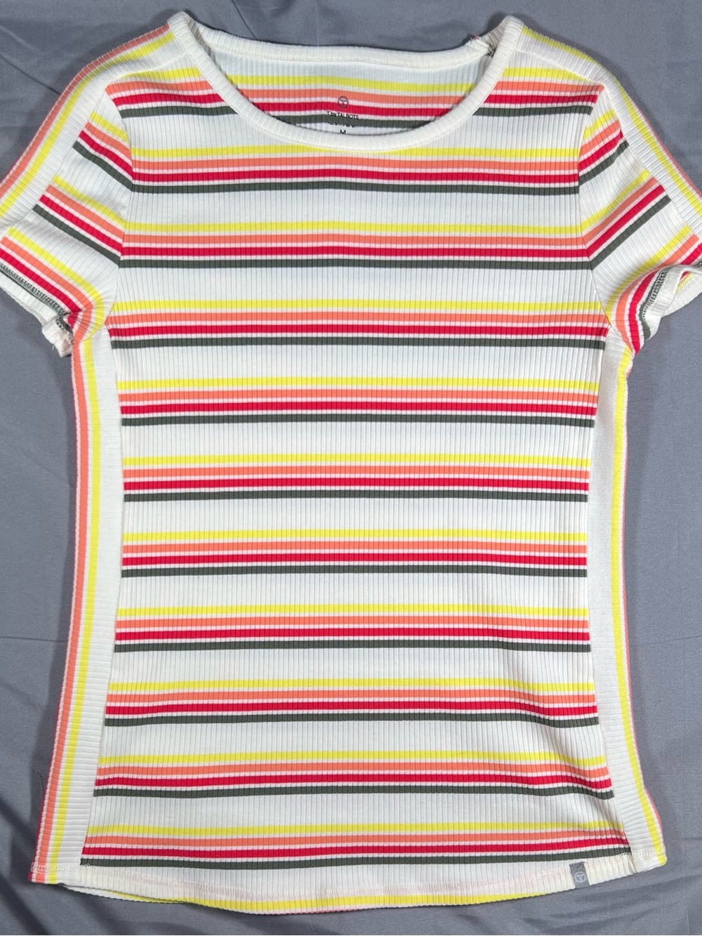 Striped Short-Sleeve Ribbed Tee - Picture 2 of 3